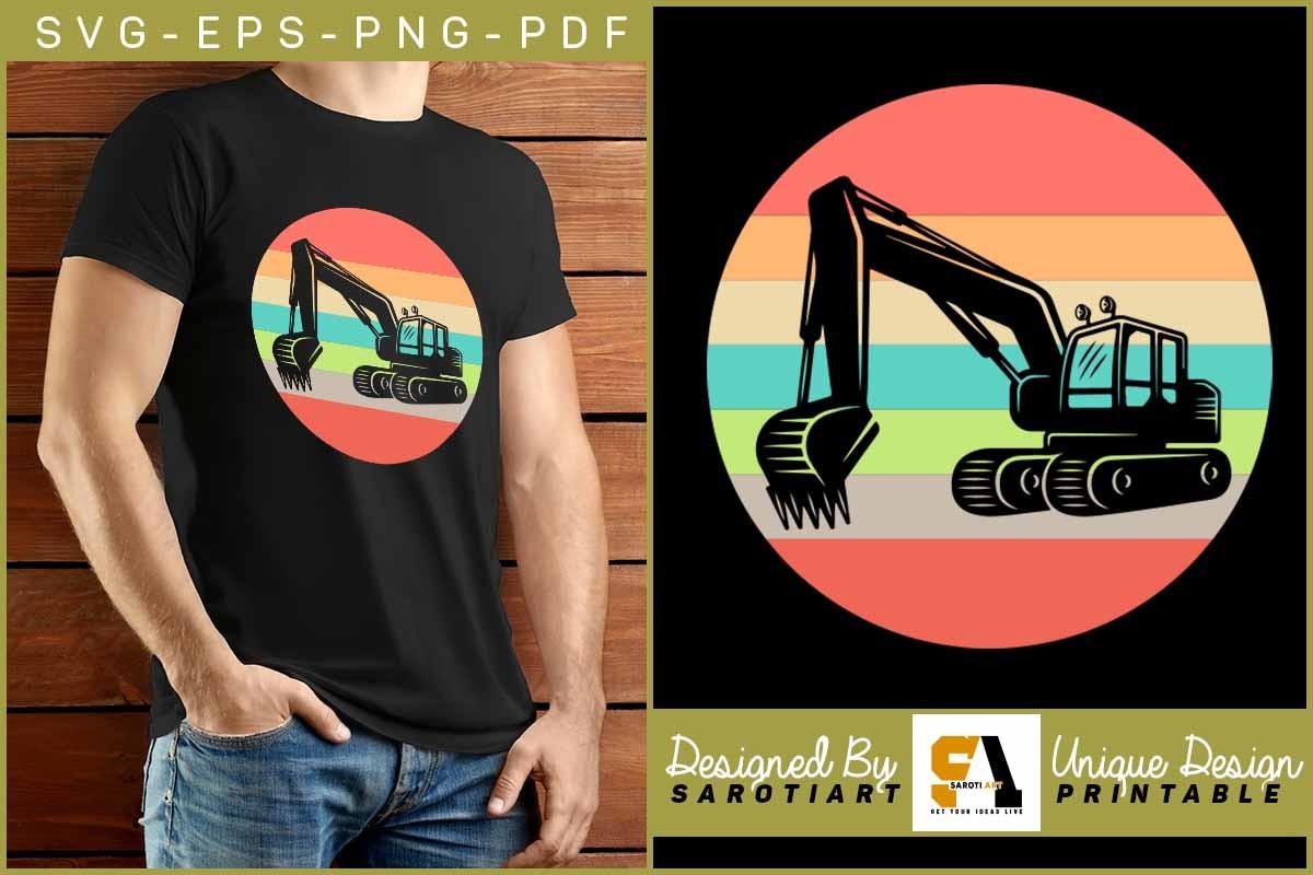 Excavator Retro Lovers T-shirt Graphic