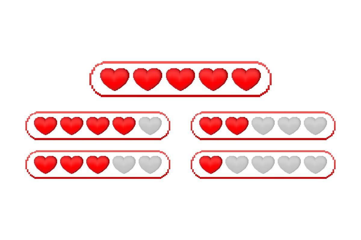 Pixel Game Life Bar. Vintage Vector Set.