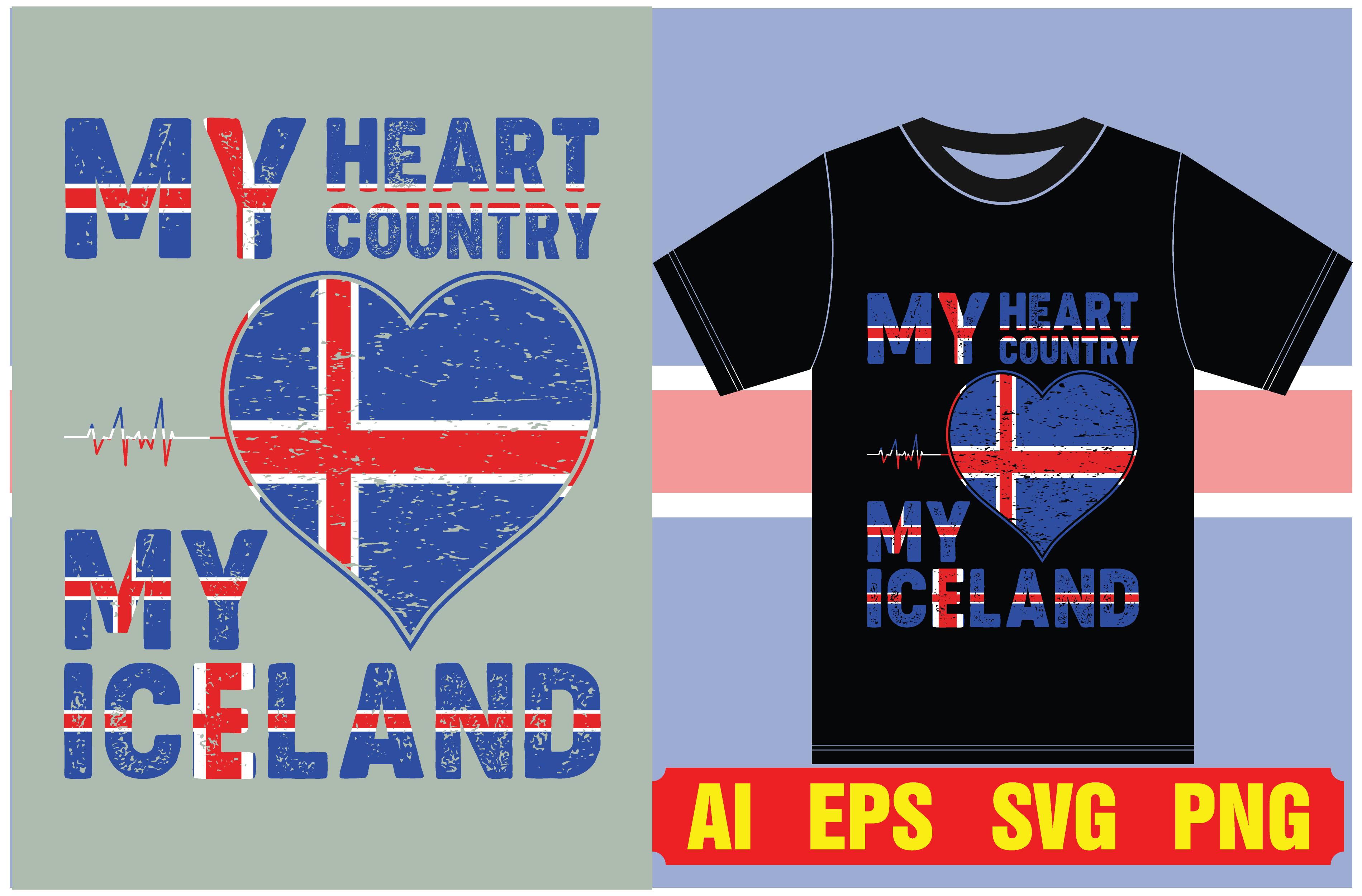 Iceland Flag T-shirt Designs.Typography